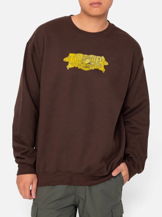 Buzo Thrasher Crew Mag Banner Marron