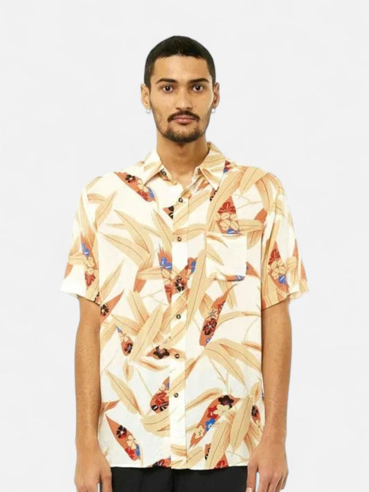 Camisa Rusty Fragment Short Blanco Floreado