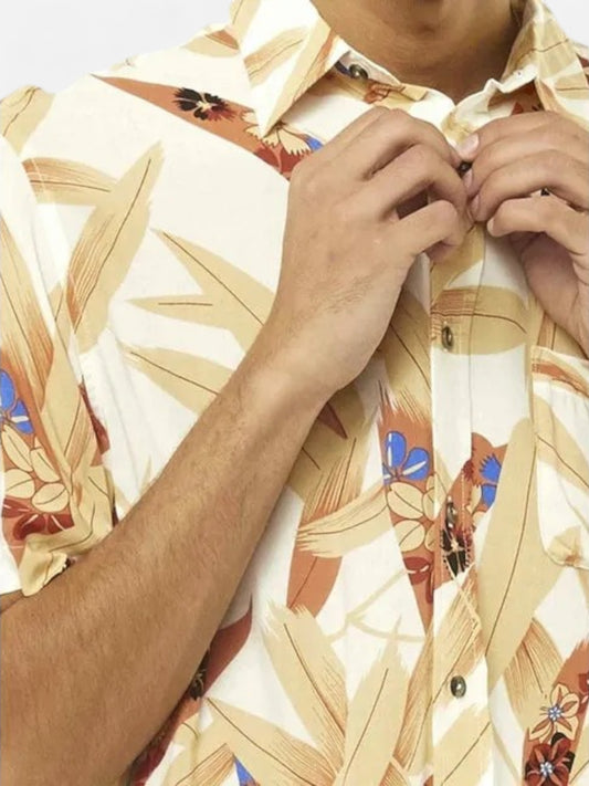 Camisa Rusty Fragment Short Blanco Floreado