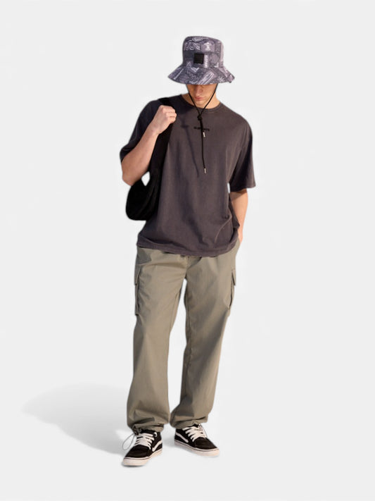 Remera Elepants Over Brand Acid Wash Gris Topo