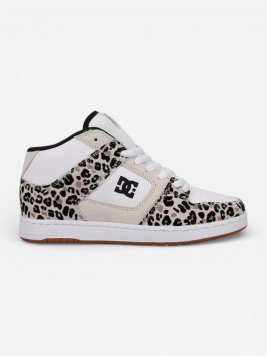 Zapatillas DC Mujer Manteca 4 Mid LX Blanco Leopardo Print