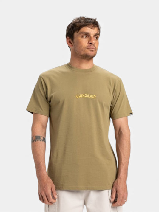 Remera Quiksilver Disconnect Effects Verde Beige