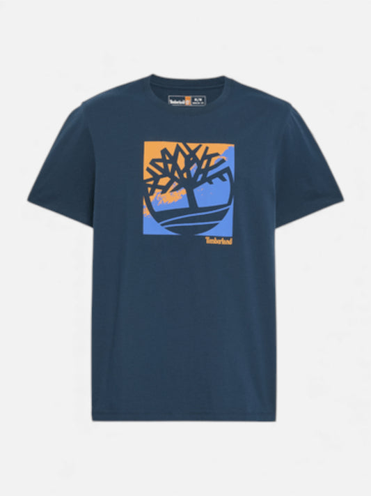 Remera Timberland Logo Graphic Azul Naranja