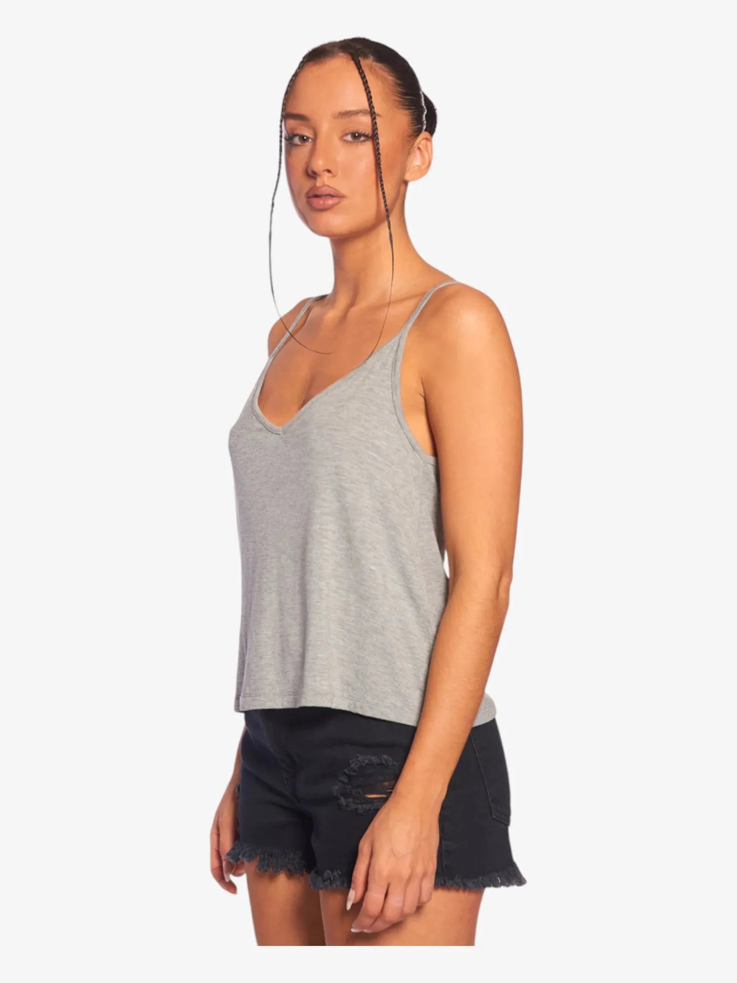 Musculosa Isabel Viscosa Basic Gris Melange - Indy