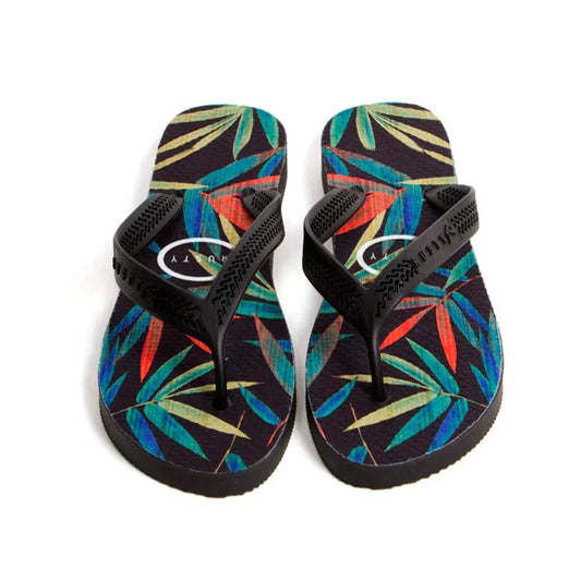 Ojota Rusty Quinling Thong Negro Floreado - Indy
