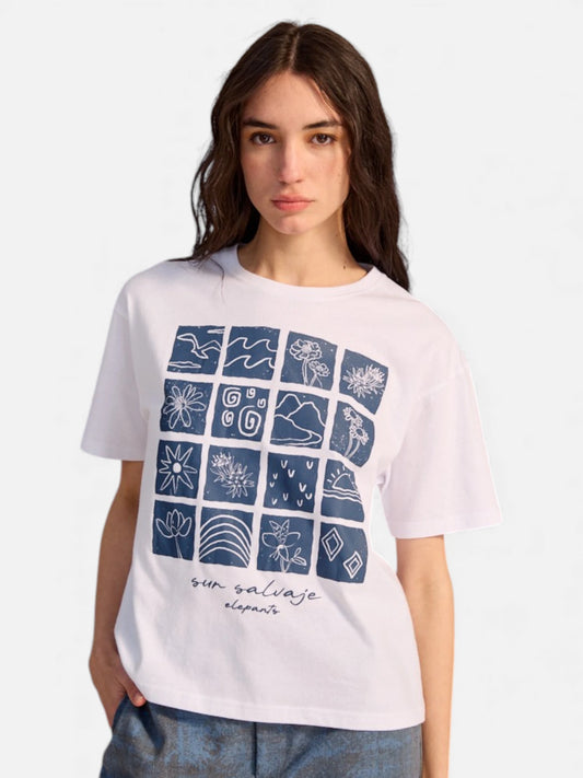 Remera Elepants Mujer Sur Salvaje Blanco Azul