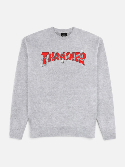 Buzo Thrasher Crew Chains Gris Melange