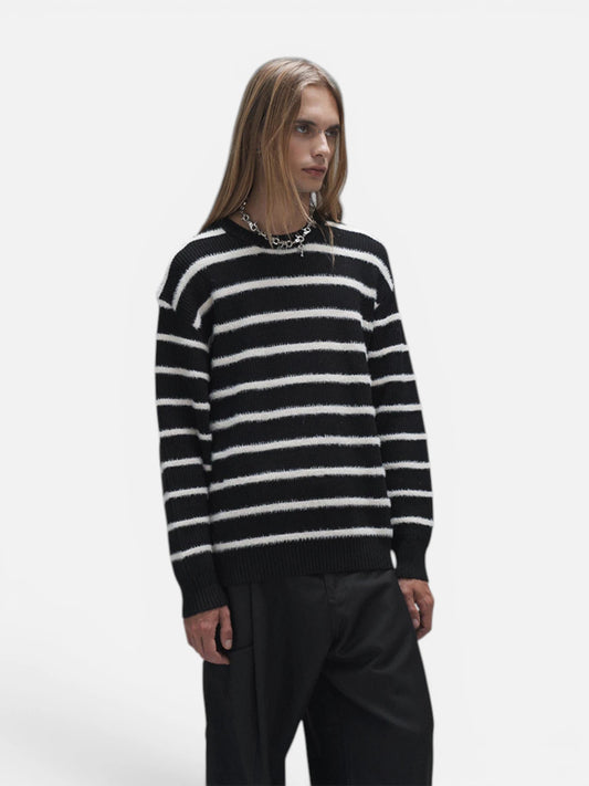 Sweater Luxo Rayas Finas Blanco/Negro
