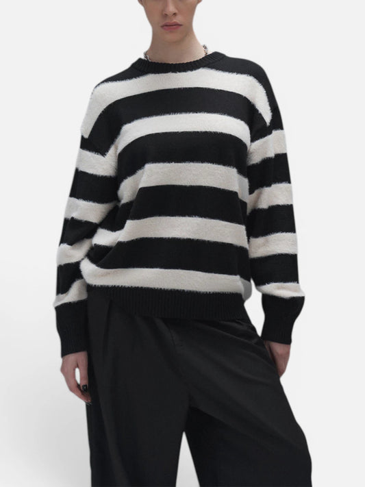 Sweater Luxo Rayas Gruesas Blanco/Negro