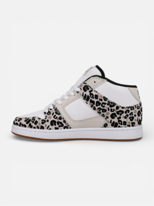 Zapatillas DC Mujer Manteca 4 Mid LX Blanco Leopardo Print
