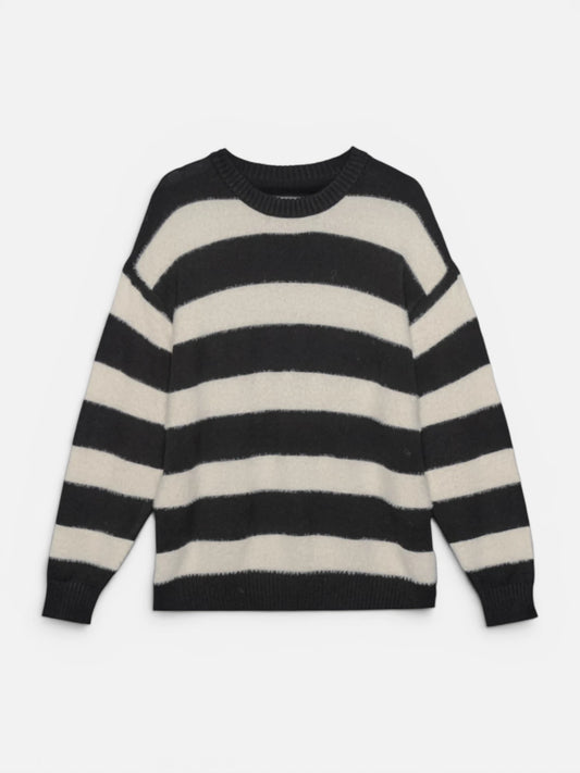 Sweater Luxo Rayas Gruesas Blanco/Negro