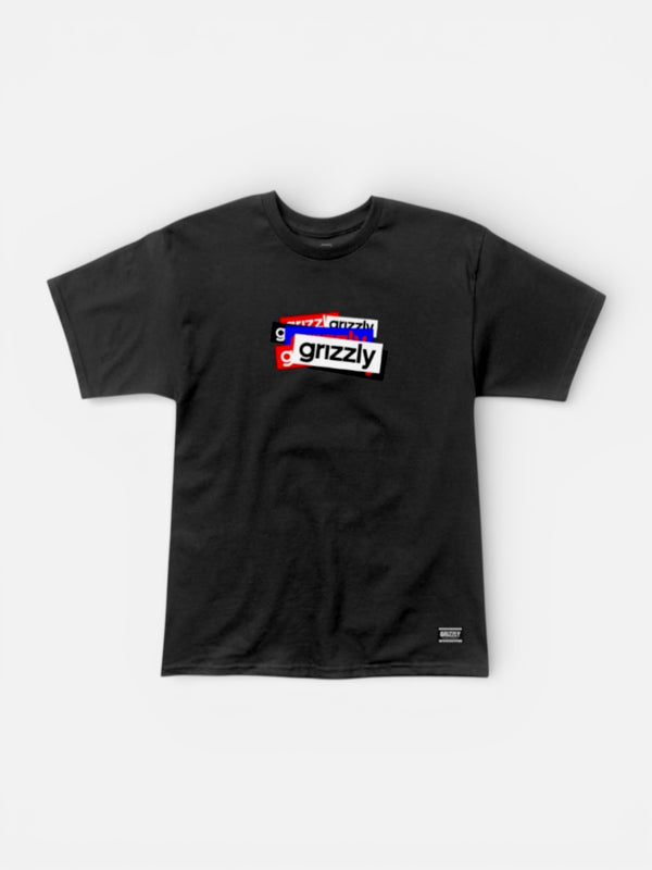 Remera Grizzly Overlap Negro