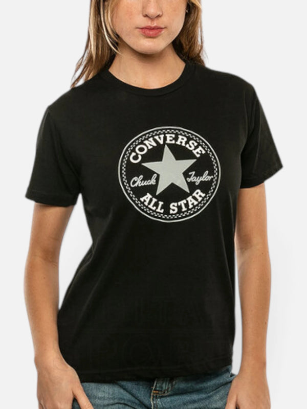 Remera Converse Patch Mujer Estilo Retro Negro