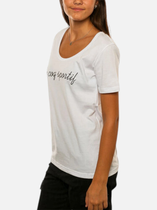 Remera Le Coq Sportif Bat Italics Mujer Tee Blanco