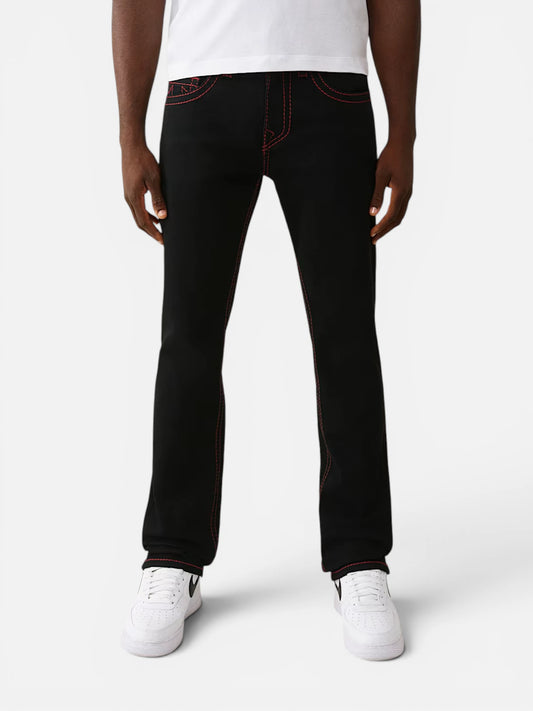 Pantalon Jean True Religion Ricky Straight Negro Rojo