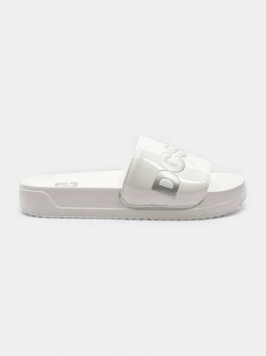 Ojota Dc Slide Mujer Platform Blanco Gris
