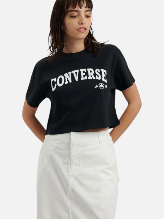 Remera Mujer Converse Cropped Collegiate Negro