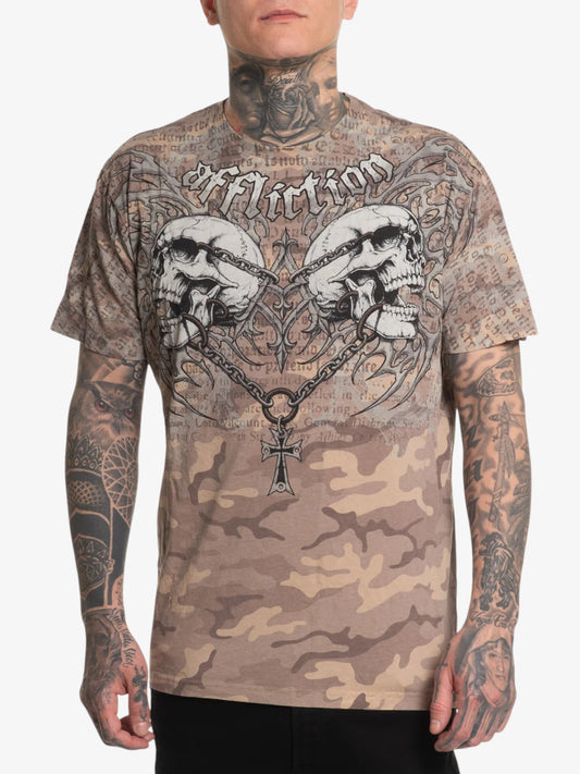 Remera Affliction Collapse Marrón