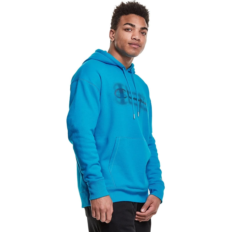 Buzo Champion Classic Fleece Blur Logo Turquesa