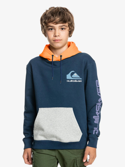 Buzo Quiksilver Omni Logo Block Niño Marron Azul Gris