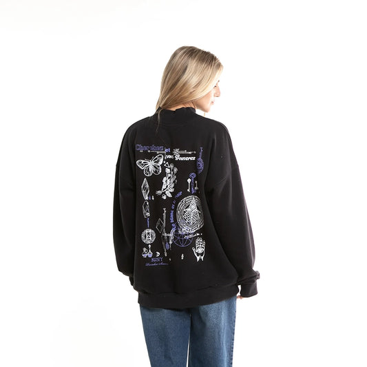 Buzo Rusty Esoteric Oversize Crew Mujer Negro - Indy