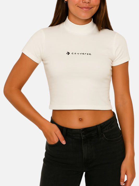 Remera Mujer Converse Slim Logo Draft Crudo