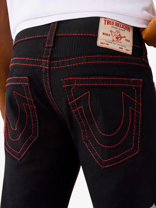Pantalon Jean True Religion Ricky Straight Negro Rojo