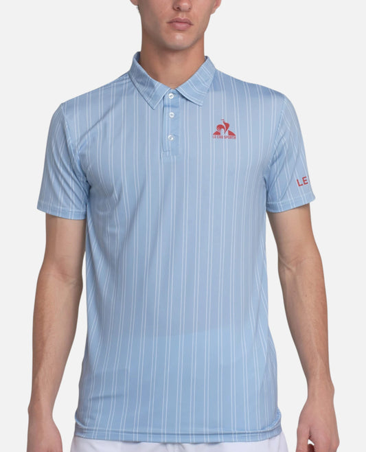 Chomba Le Coq Sportif Tennis Stripe Polo Celeste