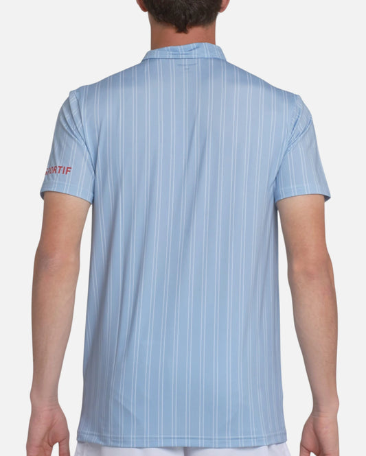 Chomba Le Coq Sportif Tennis Stripe Polo Celeste