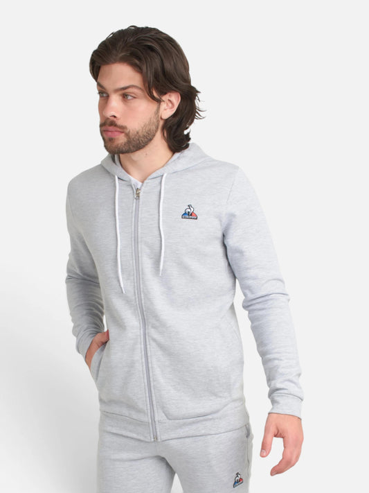 Campera Le Coq Sportif Ess Hoddie Jacket Melange Gris