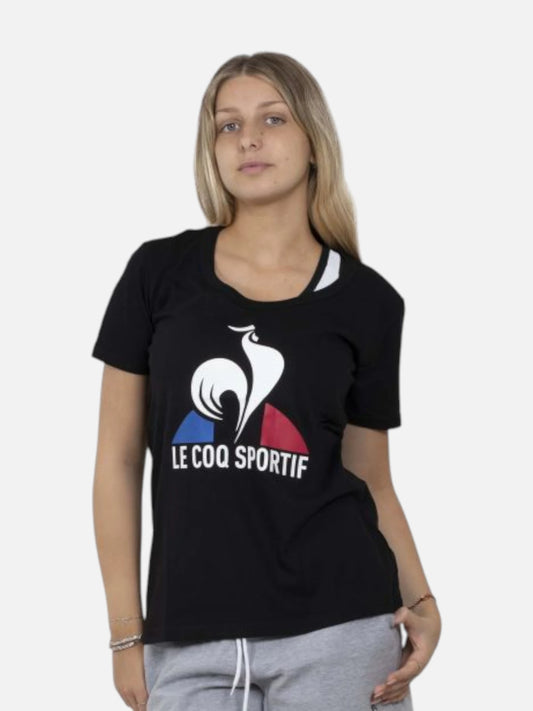 Remera Le Coq Sportif Sport Logo Mujer Tee Negro