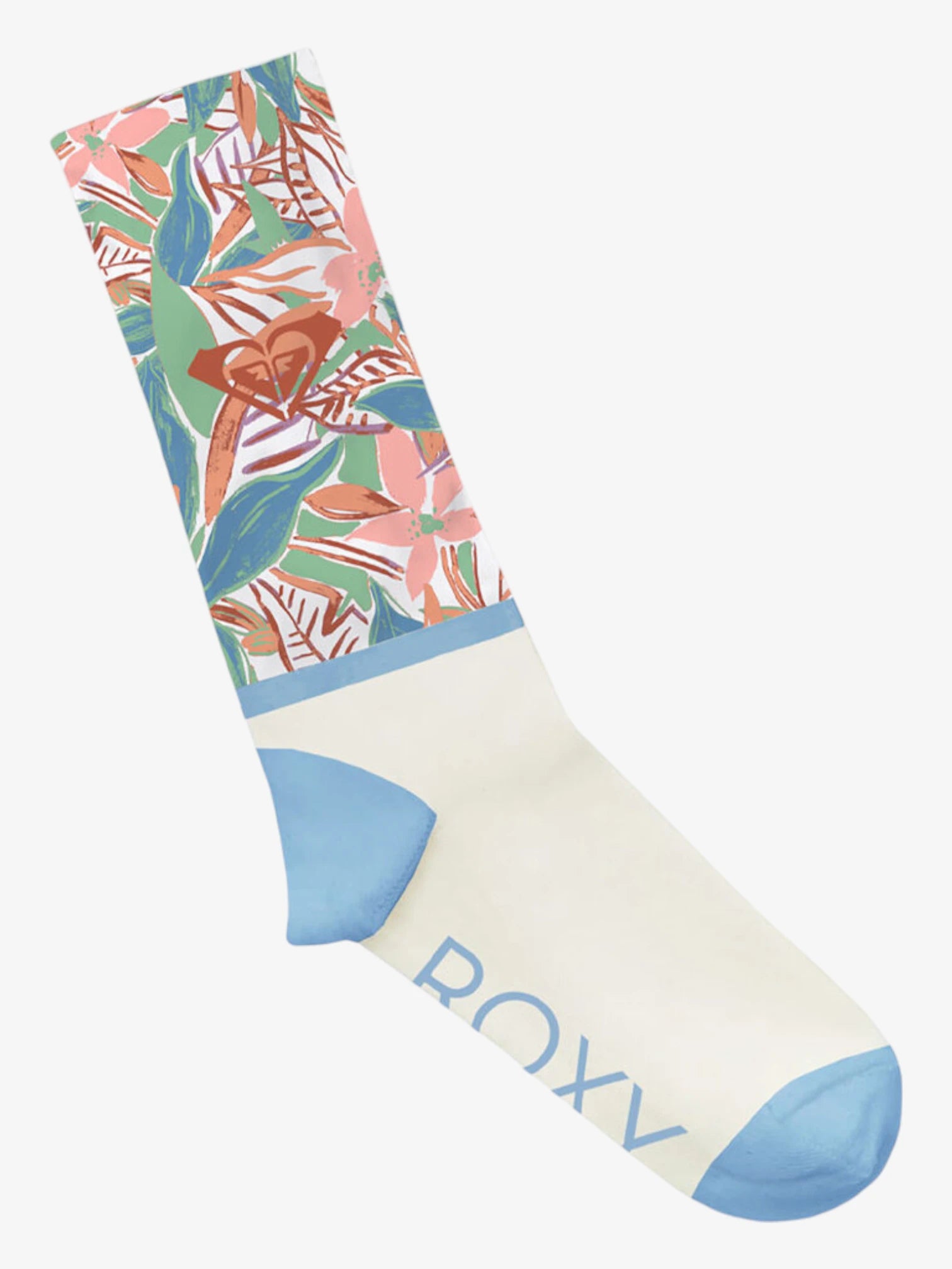 Medias Roxy Floral B Crew Sock Blanco Print - Indy