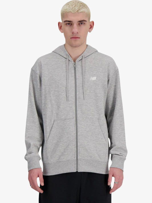 Campera New Balance Stacked Logo FZ Rustico Gris