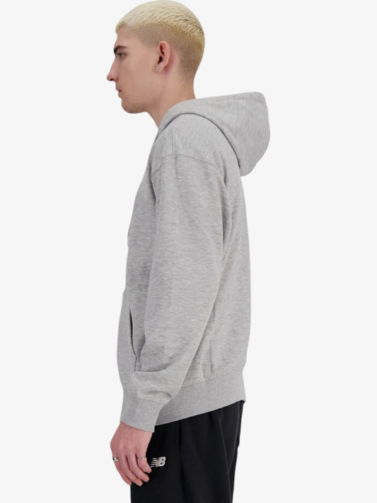 Campera New Balance Stacked Logo FZ Rustico Gris
