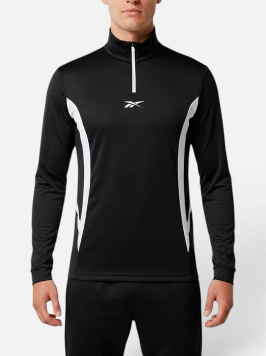 Buzo Reebok Medio Cierre Capsula Futbol Negro