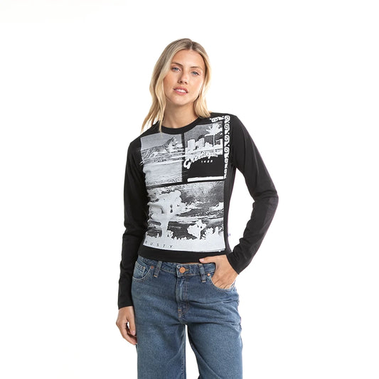 Remera Rusty Greetings Skimmers Baby Mujer Negro - Indy