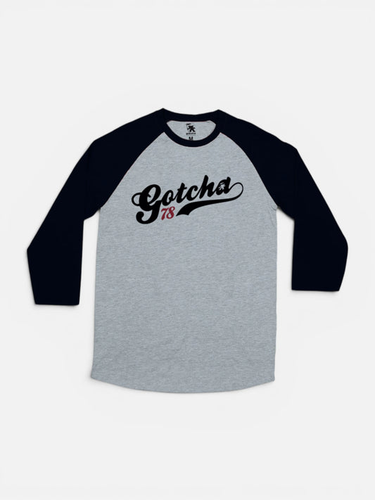 Remera Gotcha 3/4 Ranglan Baseball Gris Negro