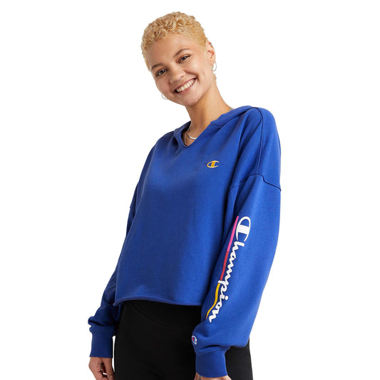 Buzo Champion Underlined Logo Cropped Rustic Mujer Azul - Indy