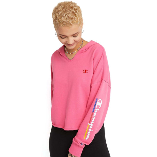 Buzo Champion Underlined Logo Cropped Rustic Mujer Rosa Chicle - Indy