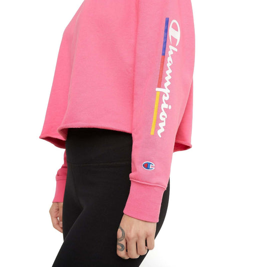 Buzo Champion Underlined Logo Cropped Rustic Mujer Rosa Chicle - Indy