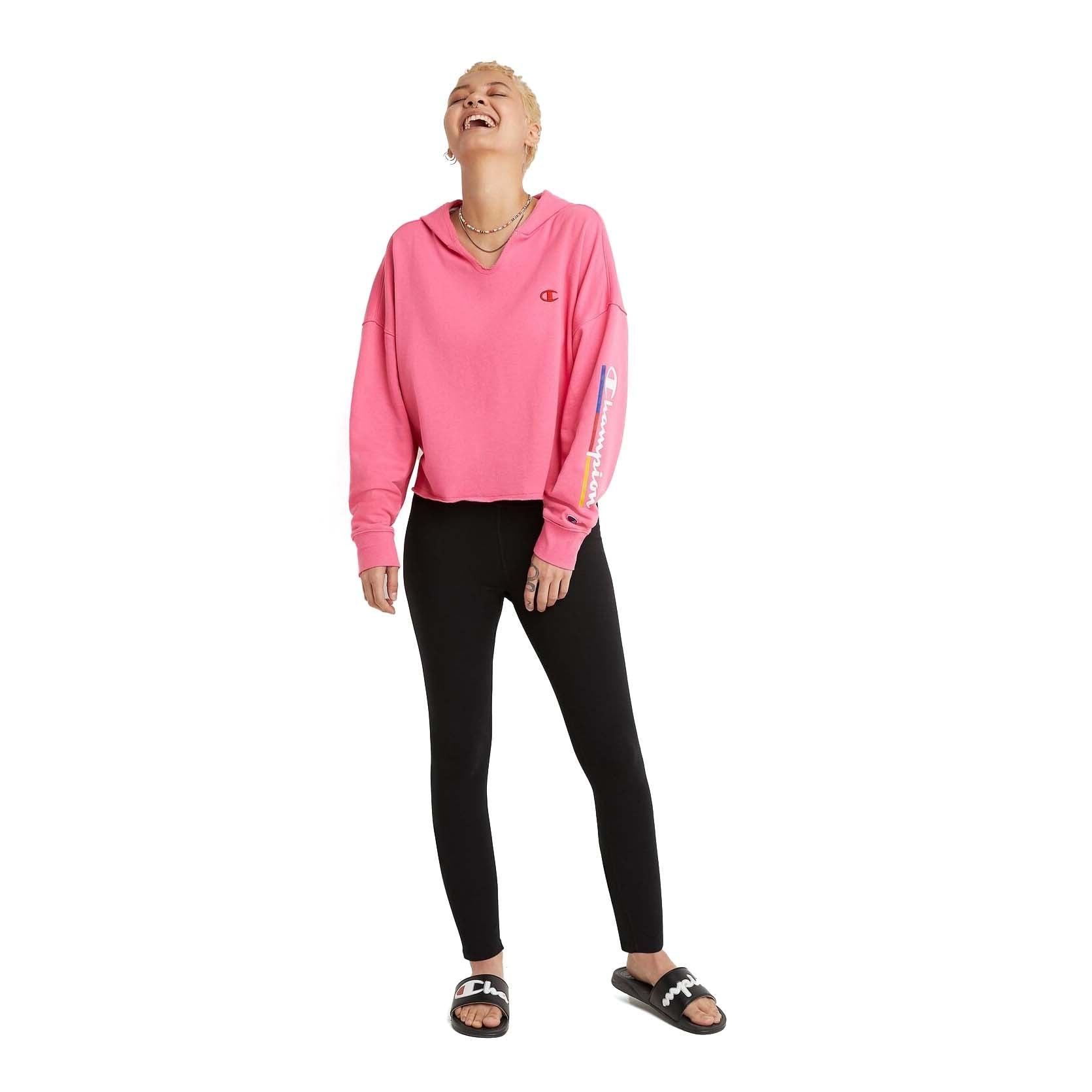 Buzo Champion Underlined Logo Cropped Rustic Mujer Rosa Chicle - Indy