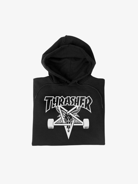 Buzo Thrasher Skategoat Niño Negro Blanco