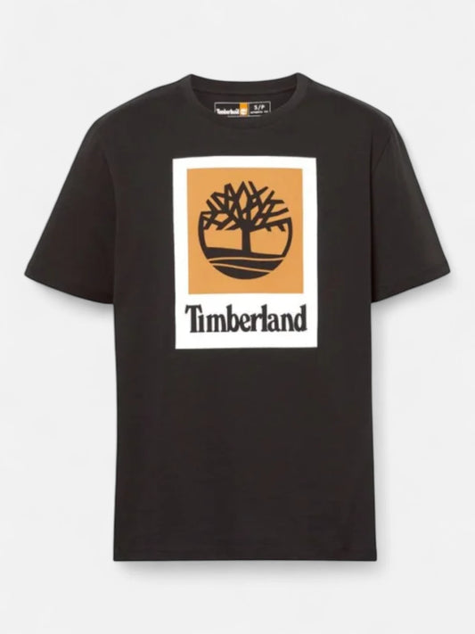 Remera Timberland Stack Logo Colored Negro Marrón Blanco