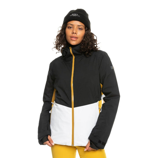 Campera Roxy Snow Peakside Negro Blanco Amarillo - Indy