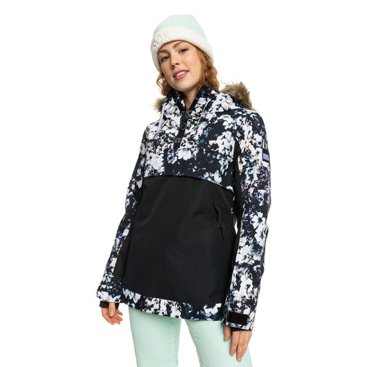 Campera Roxy Snow Shelter Anorak Negro Floreado - Indy