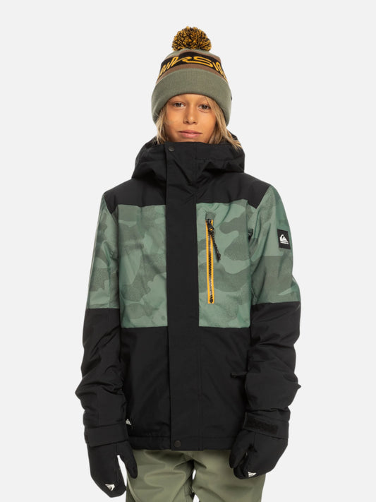 Campera Quiksilver Snow Niño Mission Printed Block Verde Camuflado