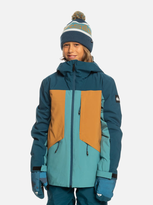 Campera Snow Quiksilver Niño Ambition Azul Naranja