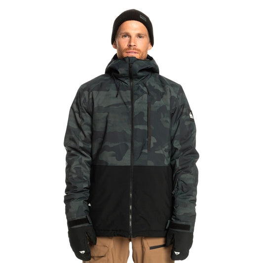 Campera Snow Quiksilver Mission Printed Block Negro Camuflado