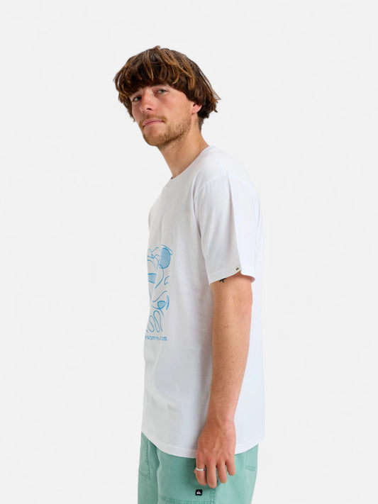 Remera Quiksilver Evo Abstract Chaos Blanco Celeste