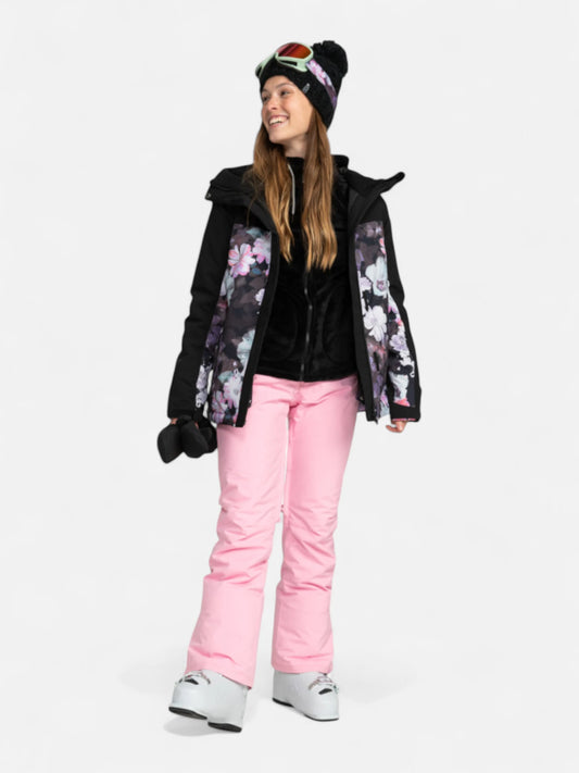 Campera Snow Roxy Galaxy Negro Floreado Mujer